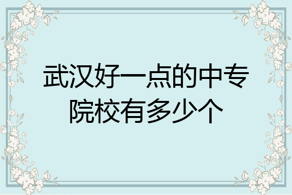 武汉好一点的中专院校有多少个