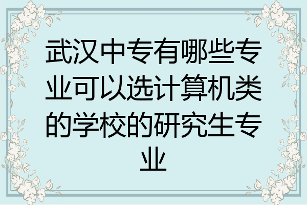 武汉中专有哪些专业可以选计算机类的学校的研究生专业