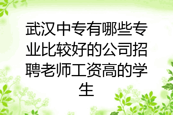 武汉中专有哪些专业比较好的公司招聘老师工资高的学生