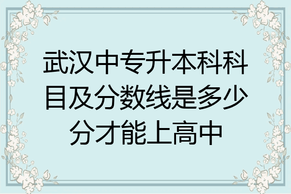 武汉中专升本科科目及分数线是多少分才能上高中