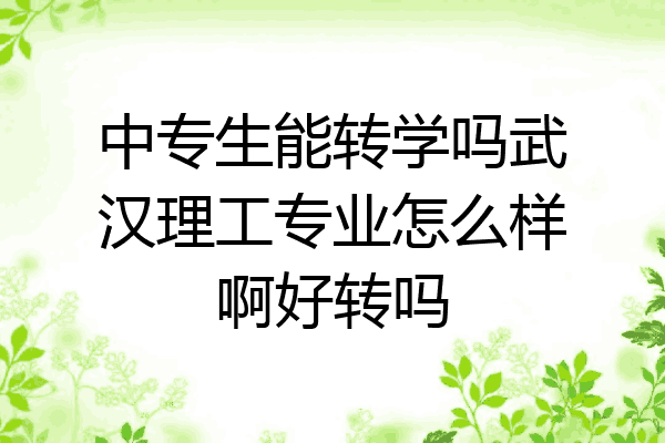 中专生能转学吗武汉理工专业怎么样啊好转吗