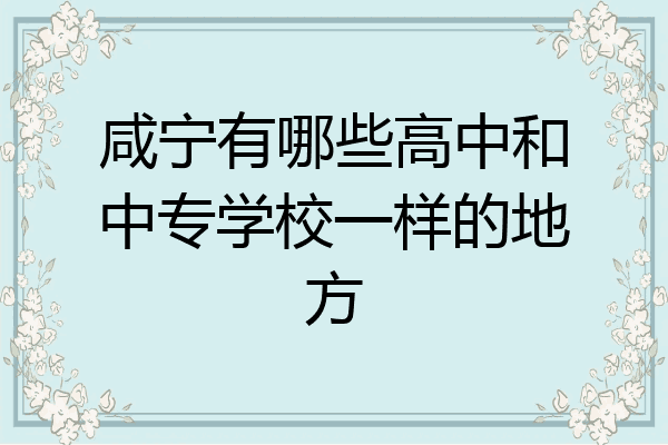 咸宁有哪些高中和中专学校一样的地方