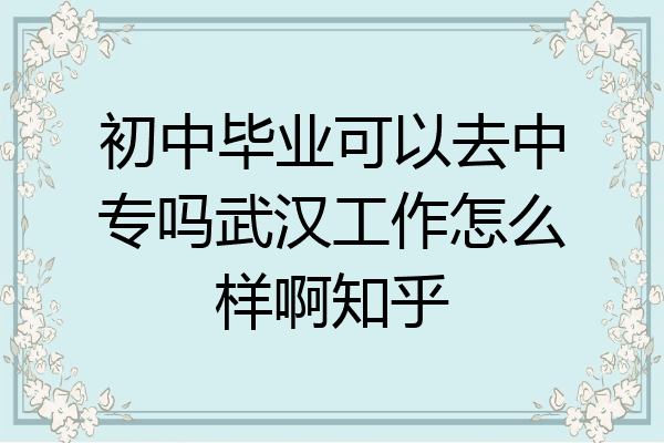 初中毕业可以去中专吗武汉工作怎么样啊知乎