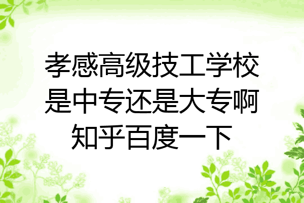 孝感高级技工学校是中专还是大专啊知乎百度一下