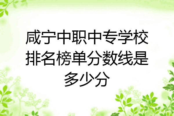 咸宁中职中专学校排名榜单分数线是多少分