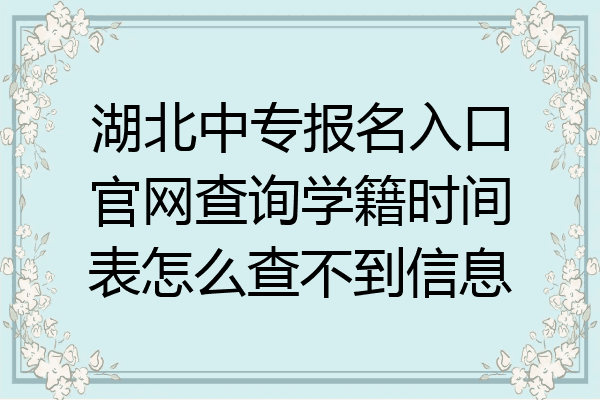 湖北中专报名入口官网查询学籍时间表怎么查不到信息