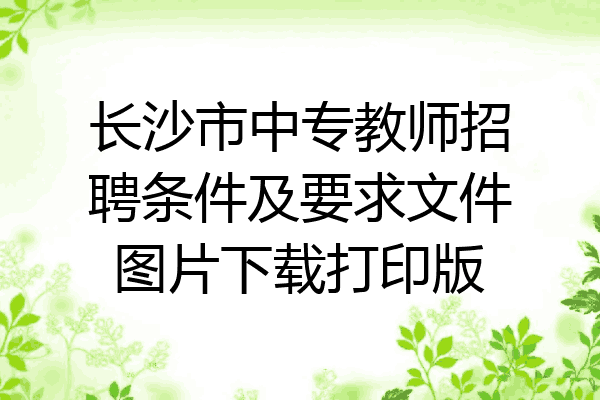 长沙市中专教师招聘条件及要求文件图片下载打印版