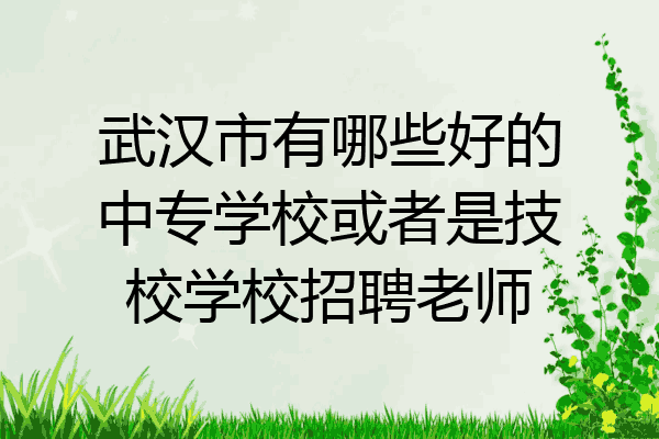 武汉市有哪些好的中专学校或者是技校学校招聘老师