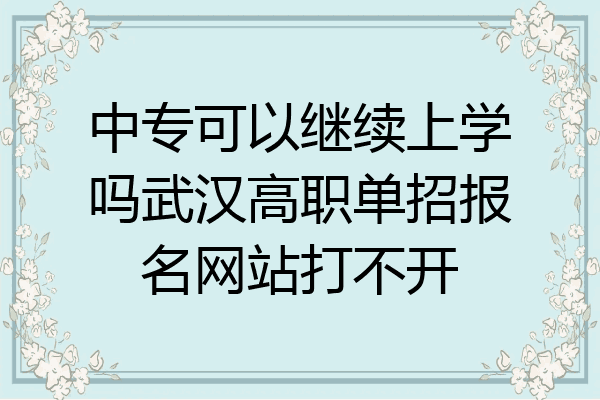 中专可以继续上学吗武汉高职单招报名网站打不开
