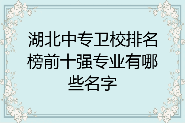 湖北中专卫校排名榜前十强专业有哪些名字