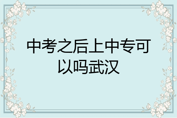 中考之后上中专可以吗武汉