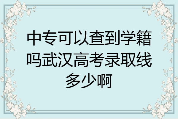 中专可以查到学籍吗武汉高考录取线多少啊