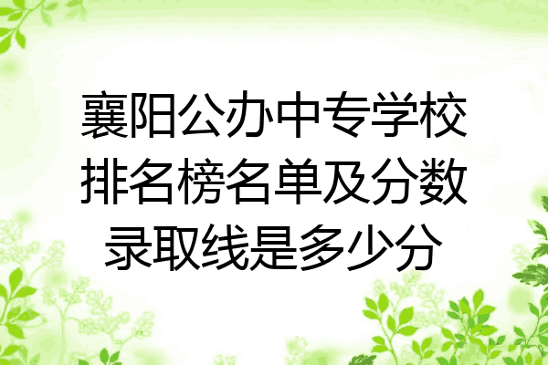 襄阳公办中专学校排名榜名单及分数录取线是多少分