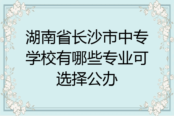 湖南省长沙市中专学校有哪些专业可选择公办