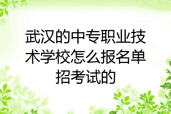 武汉的中专职业技术学校怎么报名单招考试的