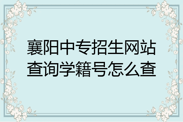襄阳中专招生网站查询学籍号怎么查