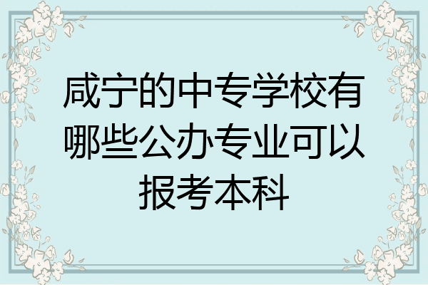 咸宁的中专学校有哪些公办专业可以报考本科