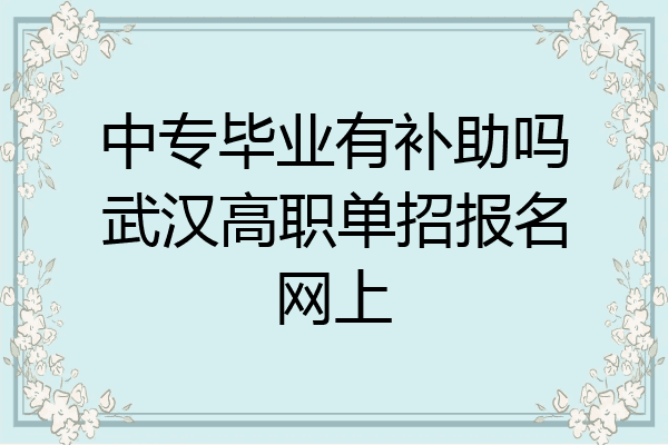 中专毕业有补助吗武汉高职单招报名网上