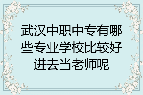 武汉中职中专有哪些专业学校比较好进去当老师呢