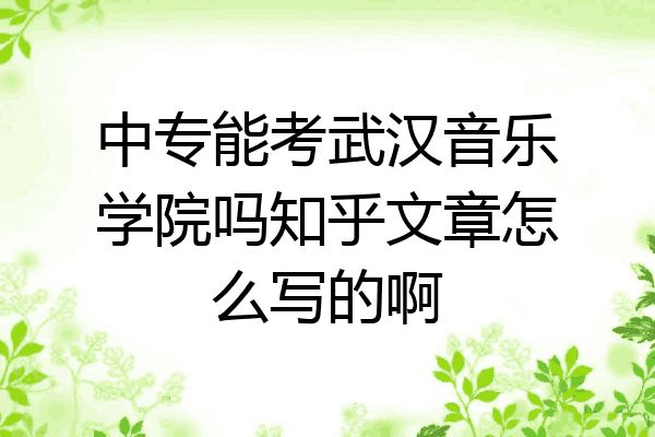 中专能考武汉音乐学院吗知乎文章怎么写的啊