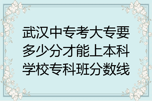 武汉中专考大专要多少分才能上本科学校专科班分数线