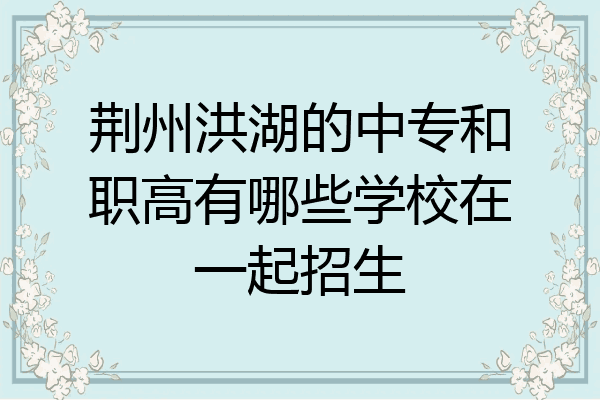 荆州洪湖的中专和职高有哪些学校在一起招生