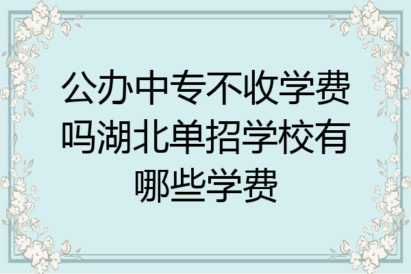 公办中专不收学费吗湖北单招学校有哪些学费