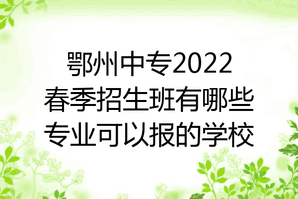 鄂州中专2022春季招生班有哪些专业可以报的学校