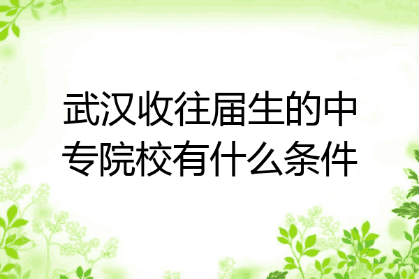 武汉收往届生的中专院校有什么条件