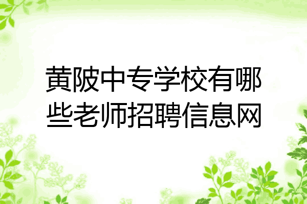 黄陂中专学校有哪些老师招聘信息网