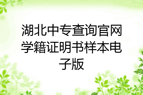 湖北中专查询官网学籍证明书样本电子版