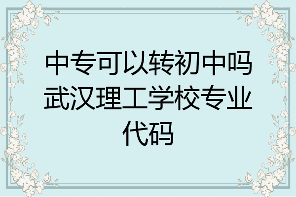 中专可以转初中吗武汉理工学校专业代码