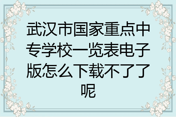 武汉市国家重点中专学校一览表电子版怎么下载不了了呢