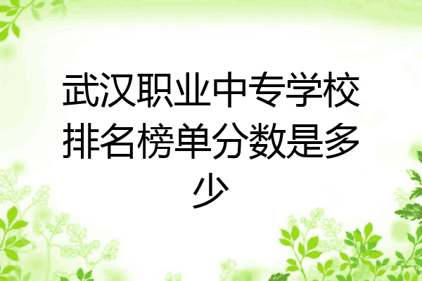 武汉职业中专学校排名榜单分数是多少
