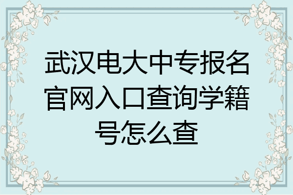 武汉电大中专报名官网入口查询学籍号怎么查