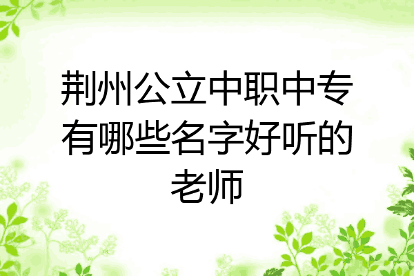 荆州公立中职中专有哪些名字好听的老师