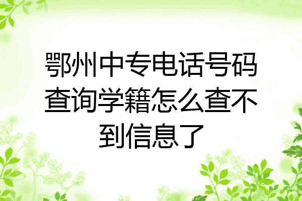 鄂州中专电话号码查询学籍怎么查不到信息了