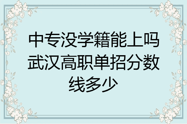 中专没学籍能上吗武汉高职单招分数线多少