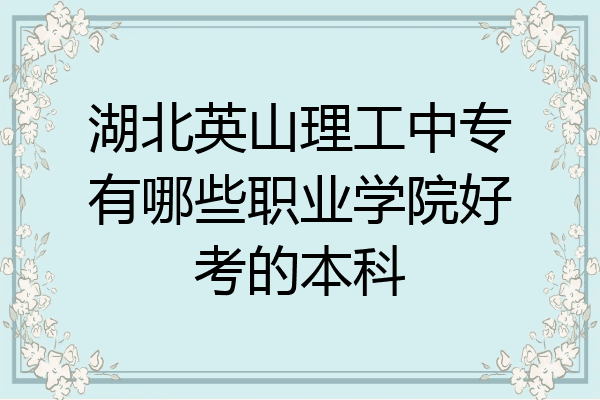 湖北英山理工中专有哪些职业学院好考的本科