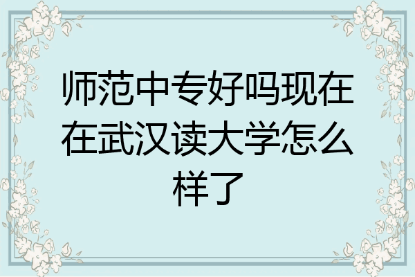 师范中专好吗现在在武汉读大学怎么样了