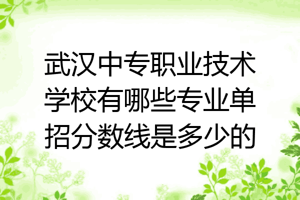 武汉中专职业技术学校有哪些专业单招分数线是多少的
