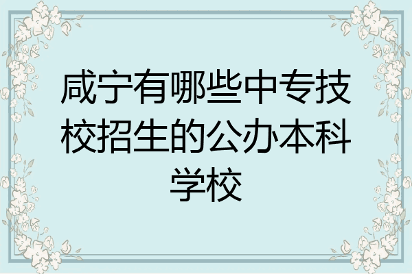 咸宁有哪些中专技校招生的公办本科学校