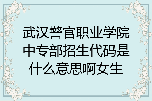 武汉警官职业学院中专部招生代码是什么意思啊女生