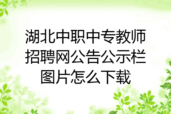 湖北中职中专教师招聘网公告公示栏图片怎么下载