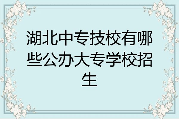 湖北中专技校有哪些公办大专学校招生