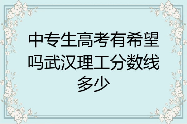中专生高考有希望吗武汉理工分数线多少