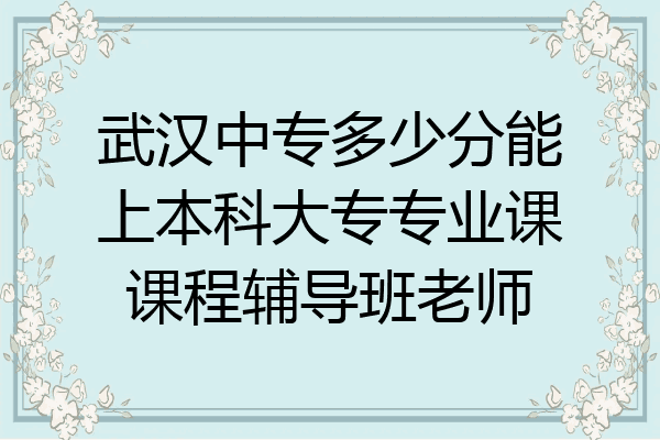 武汉中专多少分能上本科大专专业课课程辅导班老师