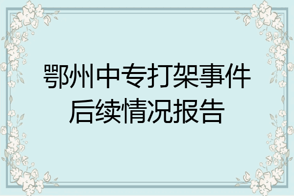 鄂州中专打架事件后续情况报告