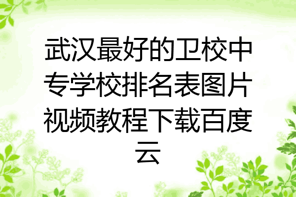 武汉最好的卫校中专学校排名表图片视频教程下载百度云