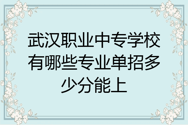 武汉职业中专学校有哪些专业单招多少分能上